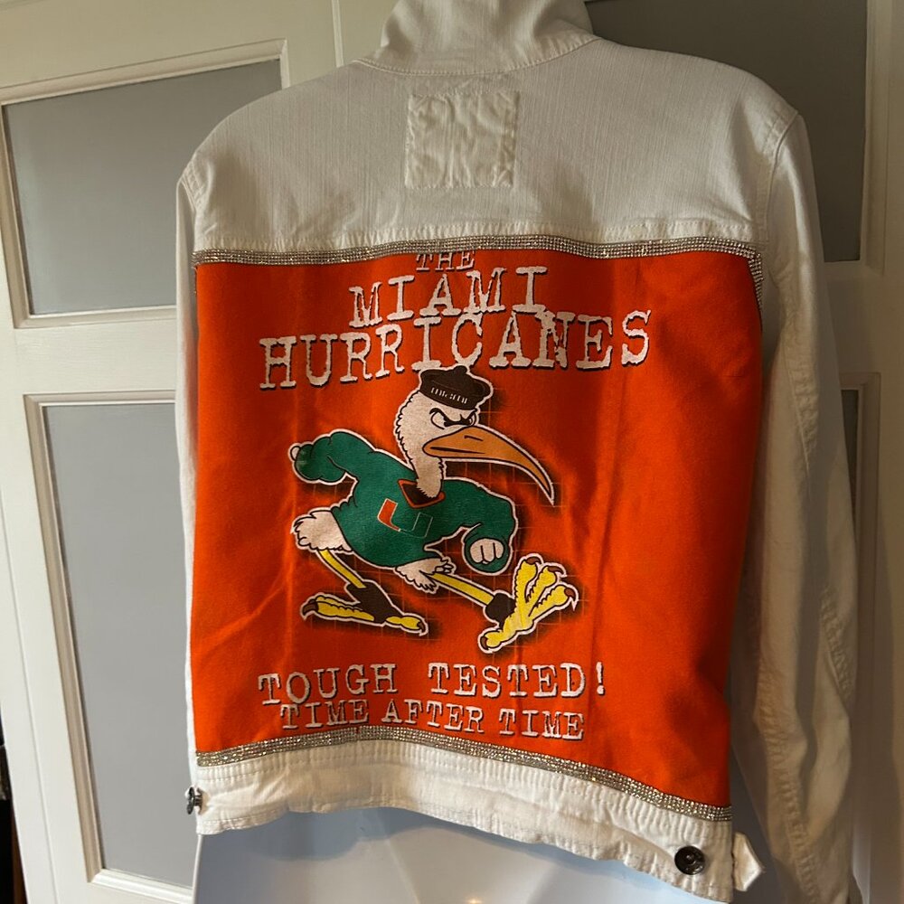 University of Miami vintage up-cycled denim jacket